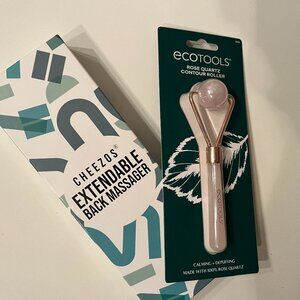 Self-Care!  Rose Quartz Facial Roller and Extendable Back Massager (NEW) (h/x)